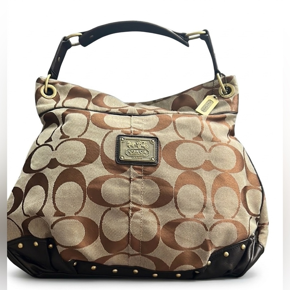 Coach Signature Sateen Brooke Hobo Bag No. 19203 - Like New - Brown/Tan